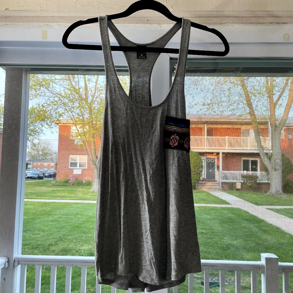 Grey T-Back Tank with Pocket